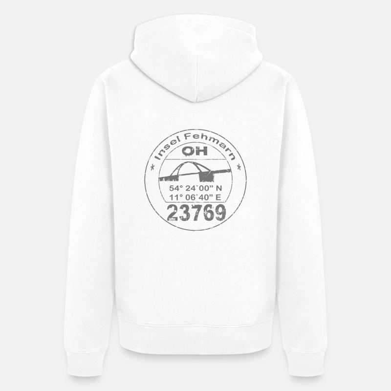 Fehmarn Stempel - Unisex Premium Bio Zip Hoodie - Weiß