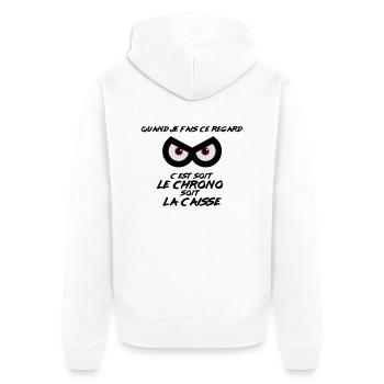 Regard de pilote : Chrono ou Caisse - Veste à capuche bio Premium Unisexe - blanc - Dos - Thijin (182cm)