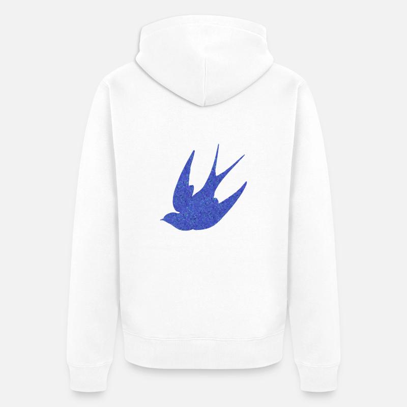 Schwalbe (gesprinkeld de bleu) - Veste à capuche bio Premium Unisexe - blanc