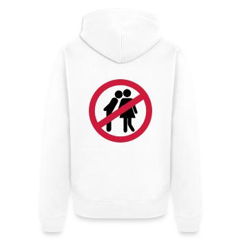 Küssen verboten - Unisex Premium Bio Zip Hoodie - Weiß - Hinten - Thijin (182cm)