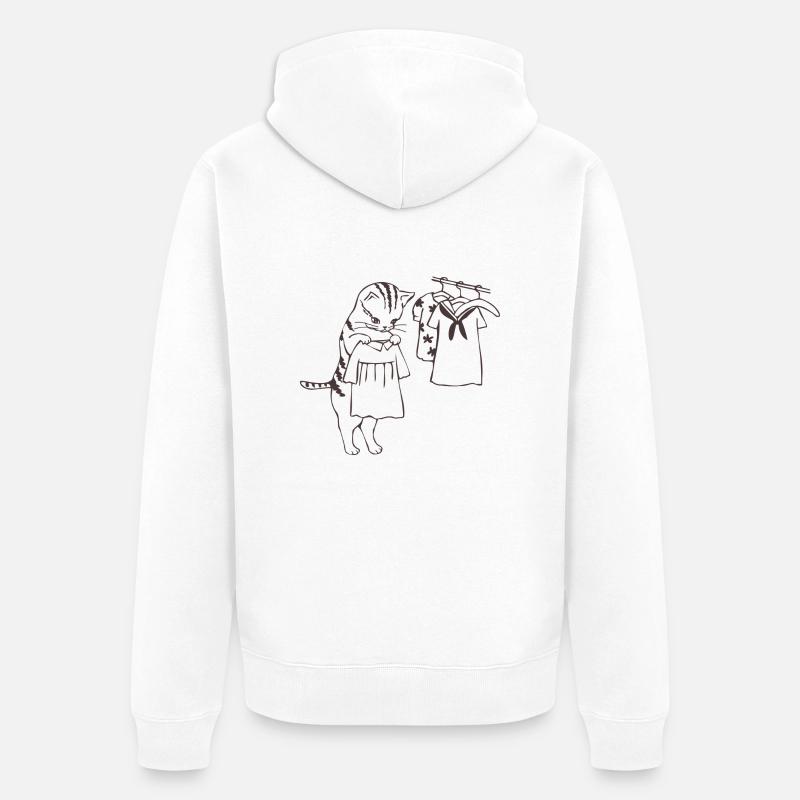 chat - Veste à capuche bio Premium Unisexe - blanc