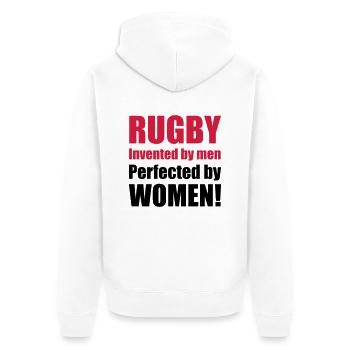 women_02 - Unisex Premium Bio Zip Hoodie - Weiß - Hinten - Thijin (182cm)