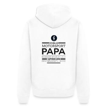 Motorsport Papa - Unisex Premium Bio Zip Hoodie - Weiß - Hinten - Thijin (182cm)