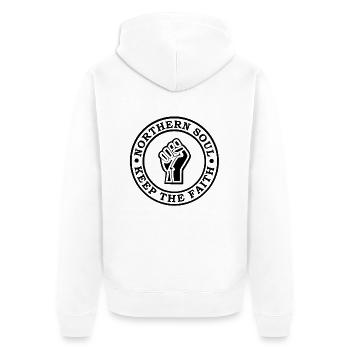 Northern Soul Keep the Faith Disc MBAS - Unisex Premium Organic Zip Hoodie - white - Back - Thijin (182cm)
