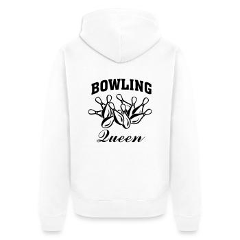 Bowling Queen - Unisex Premium Bio Zip Hoodie - Weiß - Hinten - Thijin (182cm)