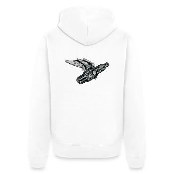 Zündkerze - Unisex Premium Bio Zip Hoodie - Weiß - Hinten - Thijin (182cm)