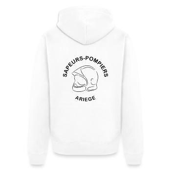 sapeurs-pompiers ariege - Veste à capuche bio Premium Unisexe - blanc - Dos - Thijin (182cm)