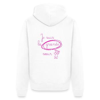 Je suis la grande soeur - version rose - Veste à capuche bio Premium Unisexe - blanc - Dos - Thijin (182cm)