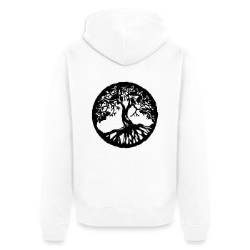 tree of life stamp boarder - Unisex Premium Bio Zip Hoodie - Weiß - Hinten - Thijin (182cm)