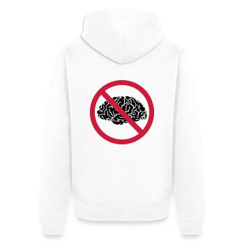 no brains allowed - Unisex Premium Bio Zip Hoodie - Weiß - Hinten - Thijin (182cm)