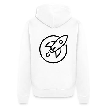 Rakete - Unisex Premium Bio Zip Hoodie - Weiß - Hinten - Thijin (182cm)