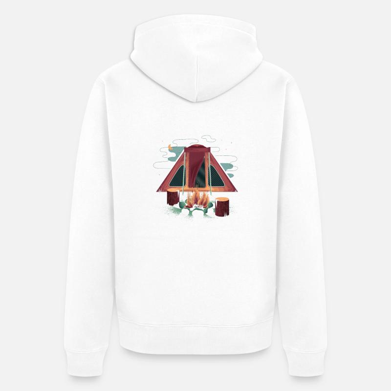 fire camp-feu de camp - Veste à capuche bio Premium Unisexe - blanc