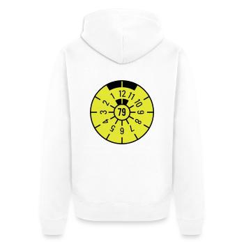 TÜV 1979 - Unisex Premium Bio Zip Hoodie - Weiß - Hinten - Thijin (182cm)