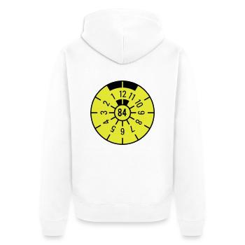 TÜV 1984 - Unisex Premium Bio Zip Hoodie - Weiß - Hinten - Thijin (182cm)