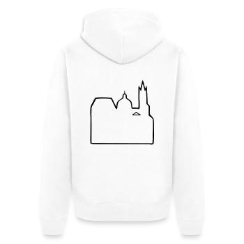 Aachener Dom Aachen - Unisex Premium Bio Zip Hoodie - Weiß - Hinten - Thijin (182cm)