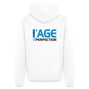 L'Age de la Perfection (2c) - Unisex Premium Bio Zip Hoodie - Weiß - Hinten - Thijin (182cm)