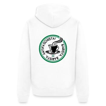 barista antifaschista - Unisex Premium Bio Zip Hoodie - Weiß - Hinten - Thijin (182cm)