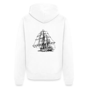 Schiff - Unisex Premium Bio Zip Hoodie - Weiß - Hinten - Thijin (182cm)