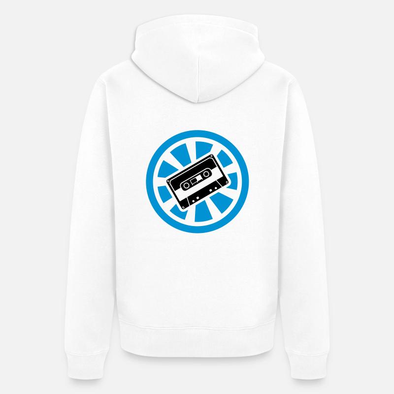 Cassette Rétro - Electro - Minimal - Veste à capuche bio Premium Unisexe - blanc