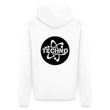 Techno__V005 - Unisex Premium Organic Zip Hoodie - white - Back - Thijin (182cm)