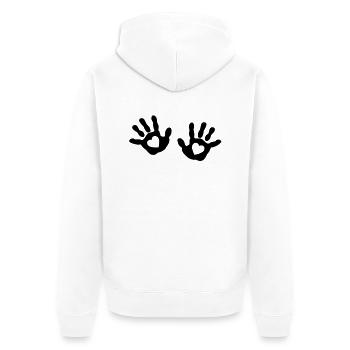 Bébé mains - cœur - Veste à capuche bio Premium Unisexe - blanc - Dos - Thijin (182cm)