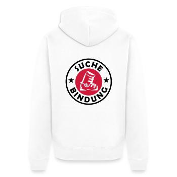 Suche Bindung - Single 2 Color Design - Unisex Premium Bio Zip Hoodie - Weiß - Hinten - Thijin (182cm)
