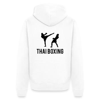 Thai-Boxing Silhouette Männer - Unisex Premium Organic Zip Hoodie - white - Back - Thijin (182cm)