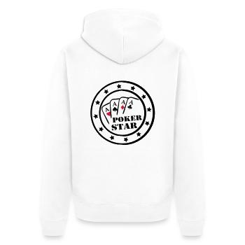 Poker Star Logo - Unisex Premium Bio Zip Hoodie - Weiß - Hinten - Thijin (182cm)