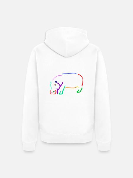 Nilpferd in bunt - Unisex Premium Bio Zip Hoodie - Weiß