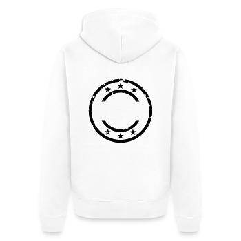 stamp round Stars Star Sterne - Unisex Premium Bio Zip Hoodie - Weiß - Hinten - Thijin (182cm)