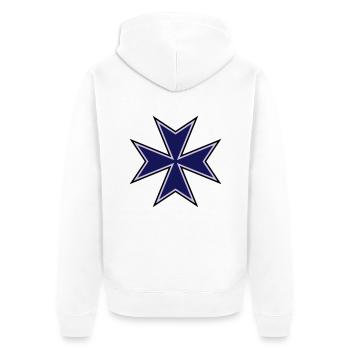 Maltese Cross__V003 - Unisex Premium Bio Zip Hoodie - Weiß - Hinten - Thijin (182cm)