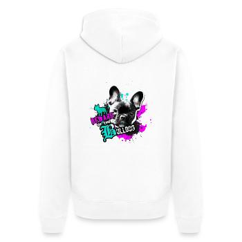 Bully, french bulldog - Attention danger - Unisex Premium Organic Zip Hoodie - white - Back - Thijin (182cm)