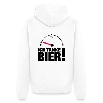 ich_tanke_bier__f2 - Unisex Premium Bio Zip Hoodie - Weiß - Hinten - Thijin (182cm)