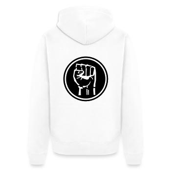 power_hand_1_f1 - Unisex Premium Bio Zip Hoodie - Weiß - Hinten - Thijin (182cm)