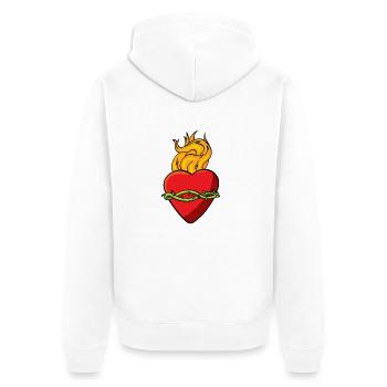 sacredheart3 - Unisex Premium Bio Zip Hoodie - Weiß - Hinten - Thijin (182cm)