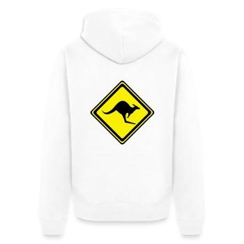 Kangaroo__V001 - Unisex Premium Bio Zip Hoodie - Weiß - Hinten - Thijin (182cm)