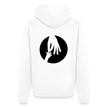 hand reach - Unisex Premium Organic Zip Hoodie - white - Back - Thijin (182cm)