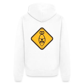 schild gefahr achtung warnung vorsicht atombombe r - Unisex Premium Bio Zip Hoodie - Weiß - Hinten - Thijin (182cm)