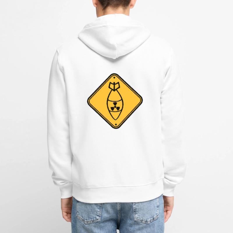 shield danger caution warning caution atomic bomb r Unisex Premium Organic Zip Hoodie
