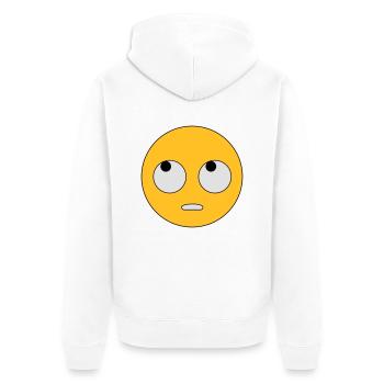 Emoji dein Ernst - Der Augenroller - Unisex Premium Bio Zip Hoodie - Weiß - Hinten - Thijin (182cm)