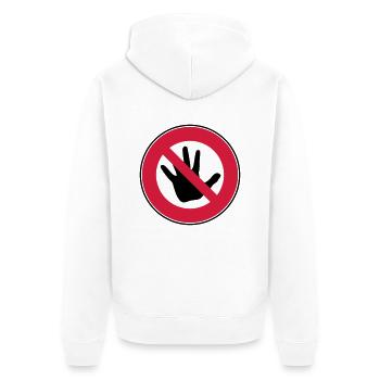 Stop ban forbidden no entrance Verbot 2color - Unisex Premium Bio Zip Hoodie - Weiß - Hinten - Thijin (182cm)