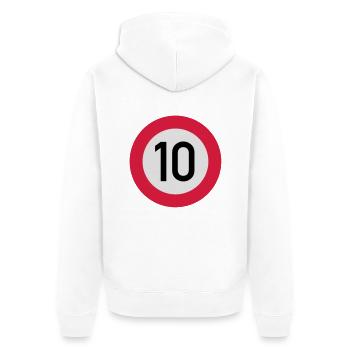 verkehrsschild_10_f3 - Unisex Premium Bio Zip Hoodie - Weiß - Hinten - Thijin (182cm)