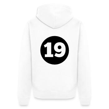 19c - Unisex Premium Bio Zip Hoodie - Weiß - Hinten - Thijin (182cm)