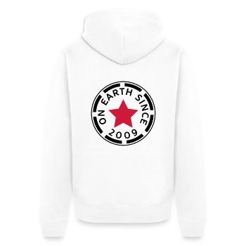 on earth since 2009 (uk) - Unisex Premium Organic Zip Hoodie - white - Back - Thijin (182cm)