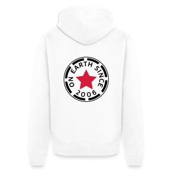 on earth since 2006 (uk) - Unisex Premium Organic Zip Hoodie - white - Back - Thijin (182cm)