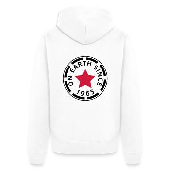 on earth since 1965 (uk) - Unisex Premium Organic Zip Hoodie - white - Back - Thijin (182cm)