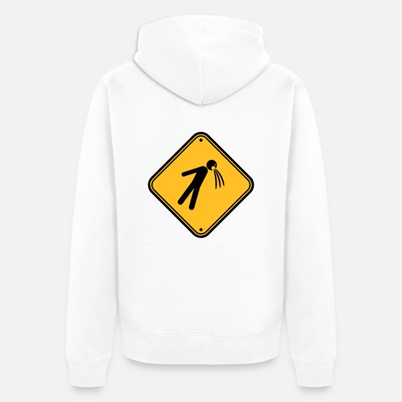 shield caution note vomit vomit - Unisex Premium Organic Zip Hoodie - white