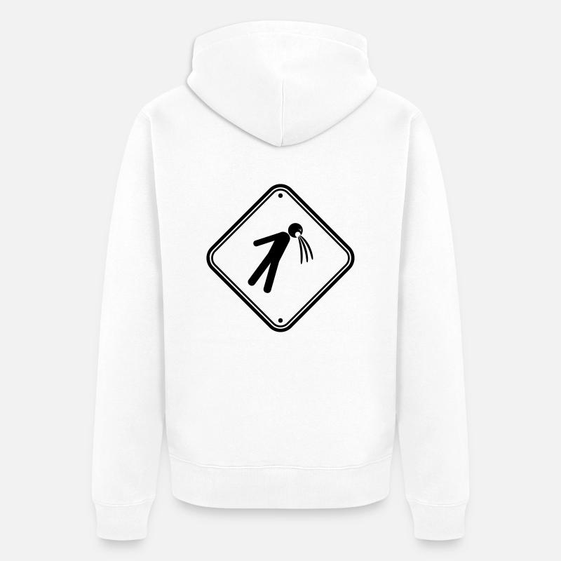 shield caution note vomit vomit - Unisex Premium Organic Zip Hoodie - white