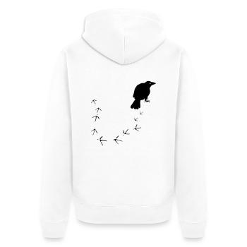 Krähe - Unisex Premium Bio Zip Hoodie - Weiß - Hinten - Thijin (182cm)