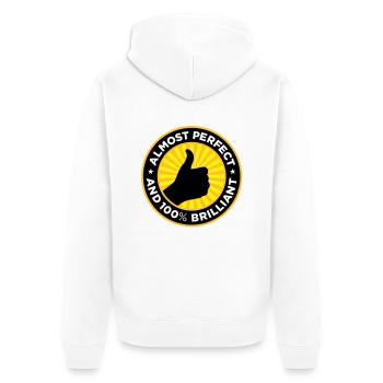 Almost perfect and awesome - Unisex Premium Organic Zip Hoodie - white - Back - Thijin (182cm)